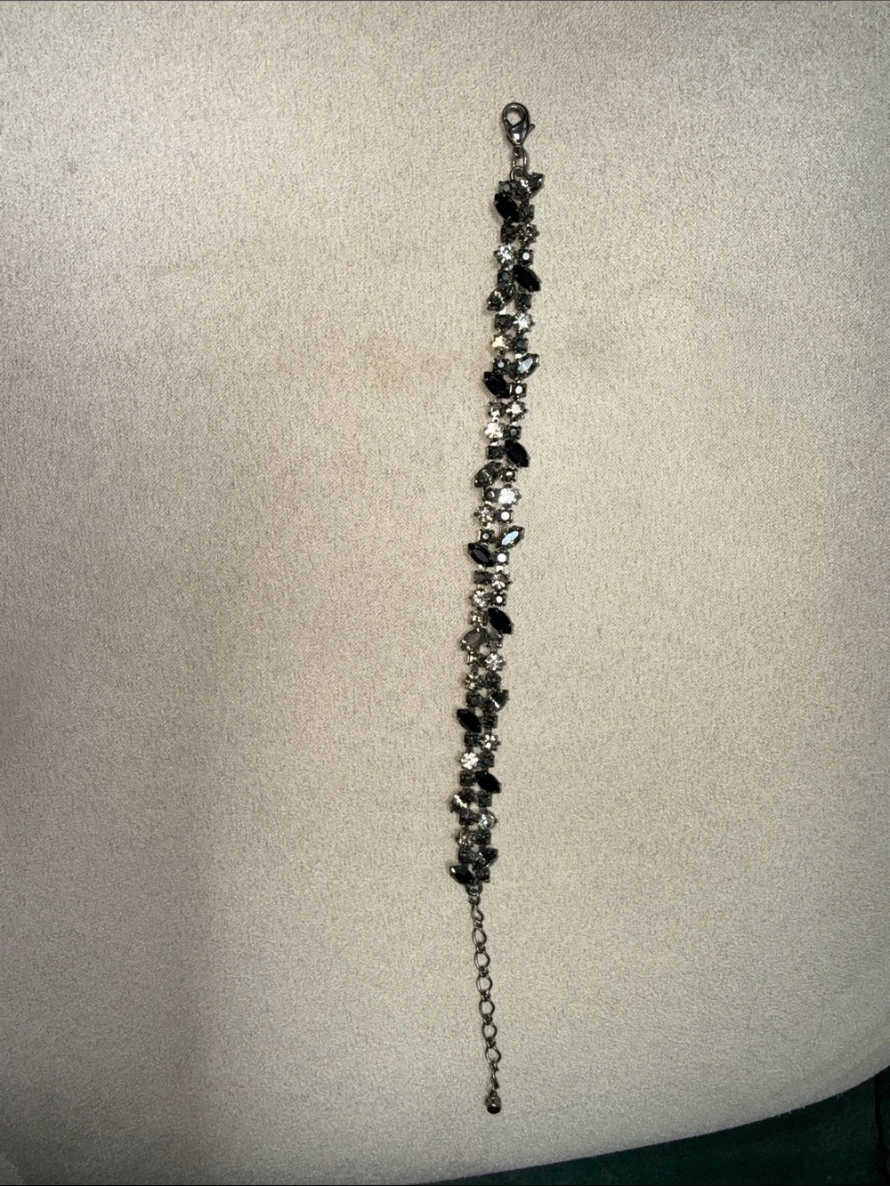 Black and Silver Crystal Floral Bracelet